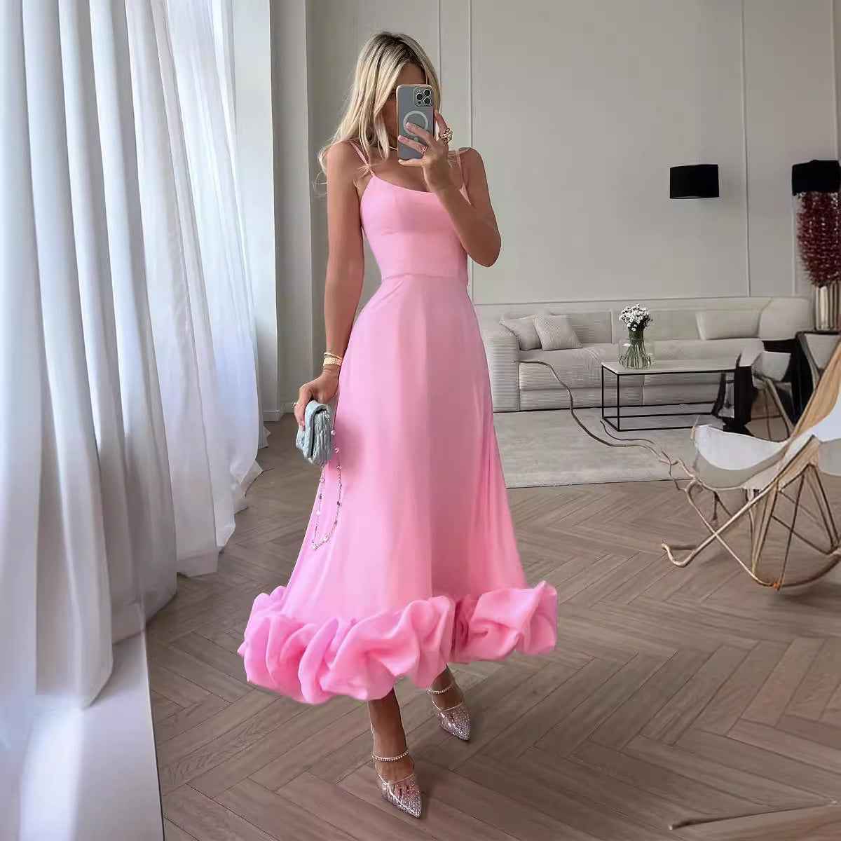 Evie | Stylish Pleated Spaghetti Midi Dress for Women