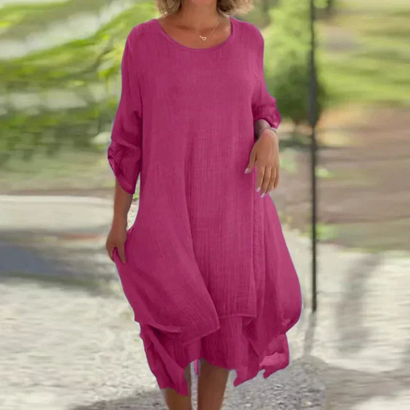 Isobel | Women's Layered Midi Dress 3/4 Sleeve Casual Summer Dress
