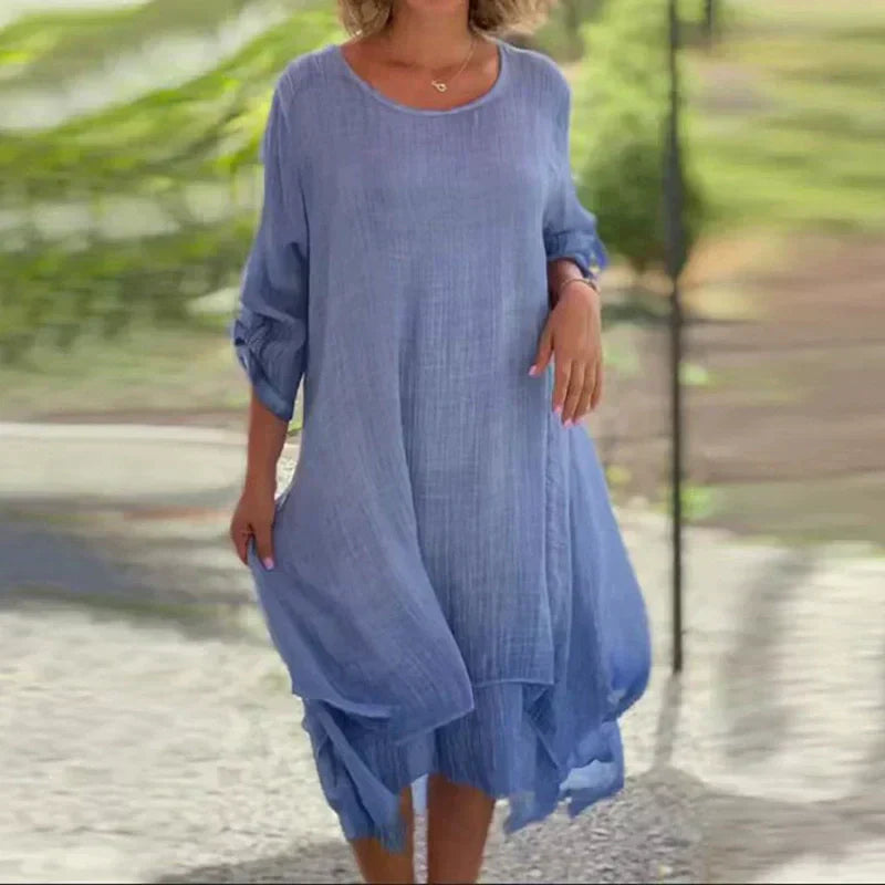 Isobel | Women's Layered Midi Dress 3/4 Sleeve Casual Summer Dress