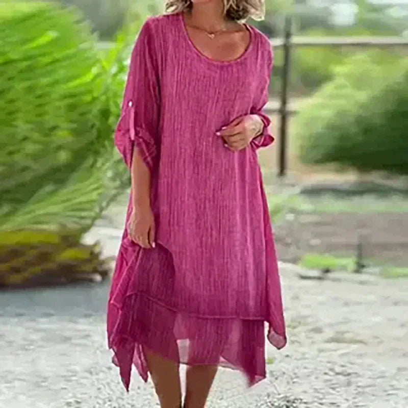 Isobel | Women's Layered Midi Dress 3/4 Sleeve Casual Summer Dress