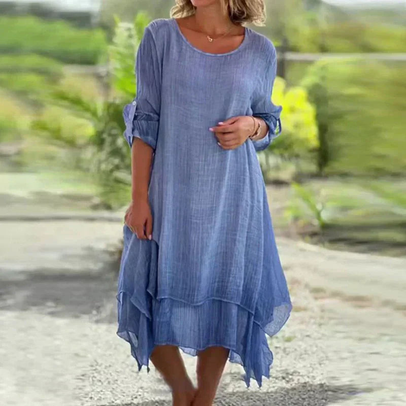 Isobel | Women's Layered Midi Dress 3/4 Sleeve Casual Summer Dress