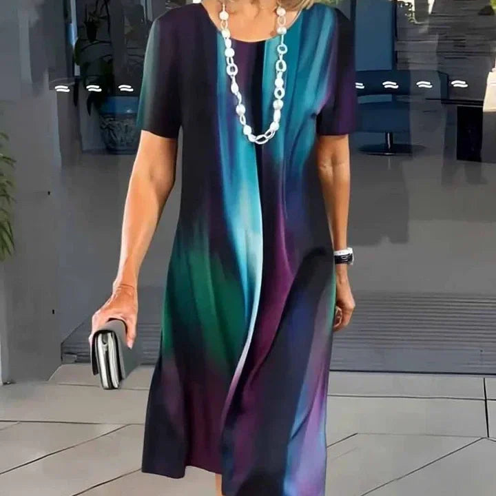 Jill | Women’s Printed Short Sleeve A Line Midi Dress