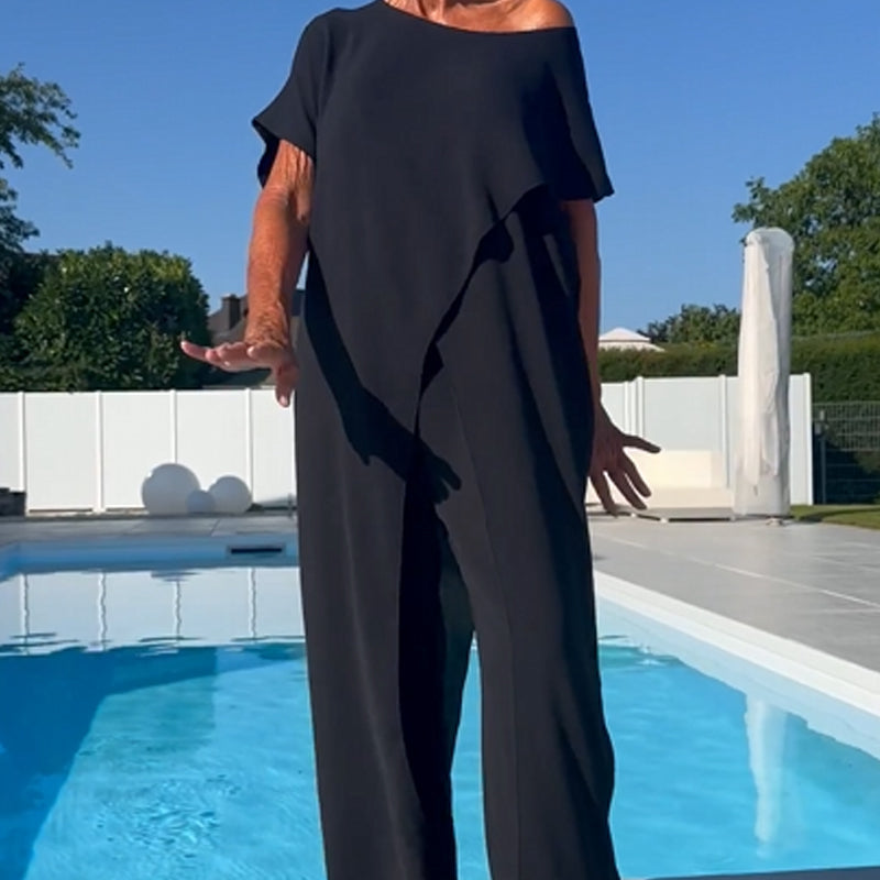 Mabel | Women's 2 Piece Set Short Sleeve Top Wide Leg Pants