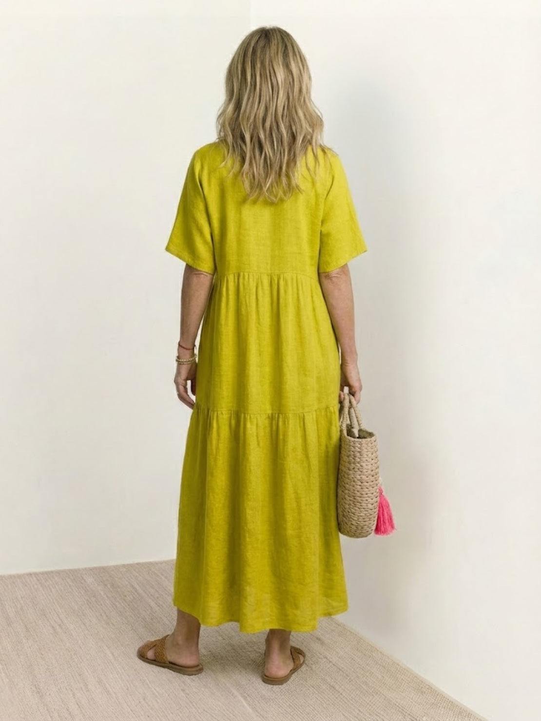 Paula | Women’s Vintage V Neck Tiered Maxi Dress