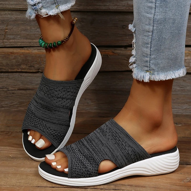 Rowan | Blue Pink Womens Orthopedic Slip On Slide Sandals