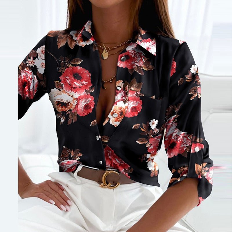 Karina | Women's Printed Long Sleeve Button Top