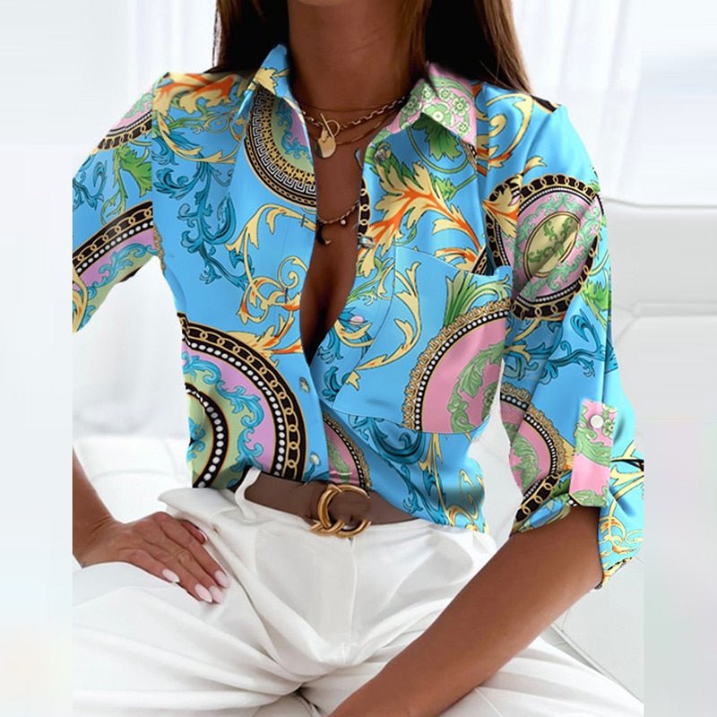 Karina | Women's Printed Long Sleeve Button Top