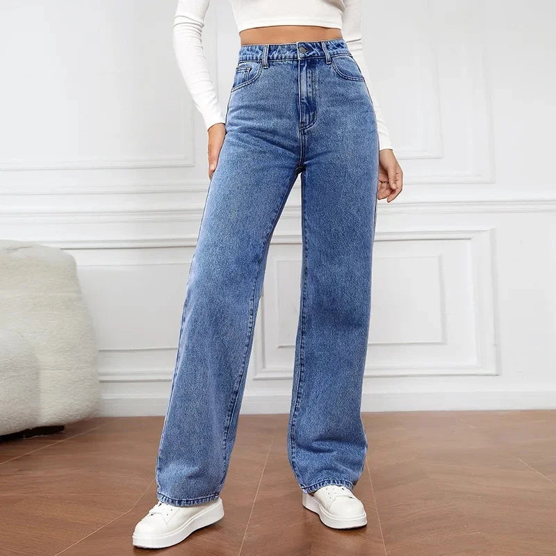 Rachel | Women's High Waist Trendy Wide Leg Casual Jeans