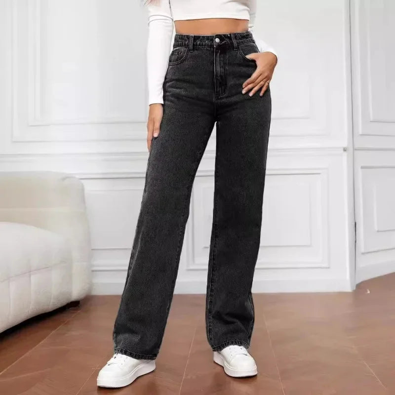 Rachel | Women's High Waist Trendy Wide Leg Casual Jeans