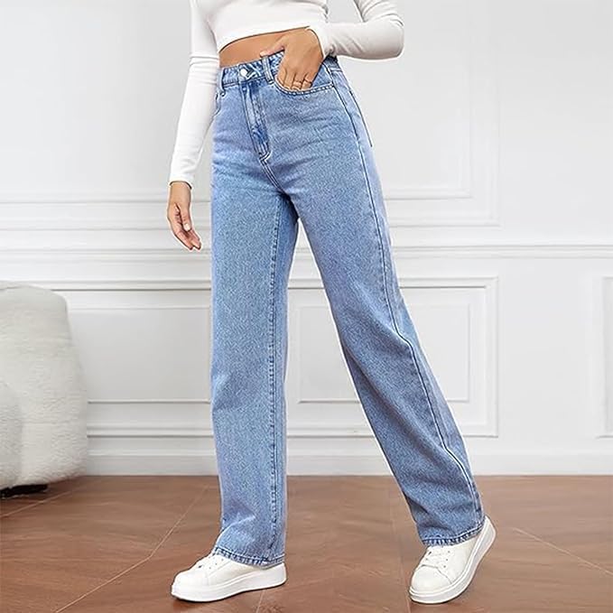 Rachel | Women's High Waist Trendy Wide Leg Casual Jeans