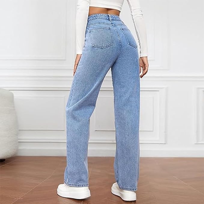 Rachel | Women's High Waist Trendy Wide Leg Casual Jeans