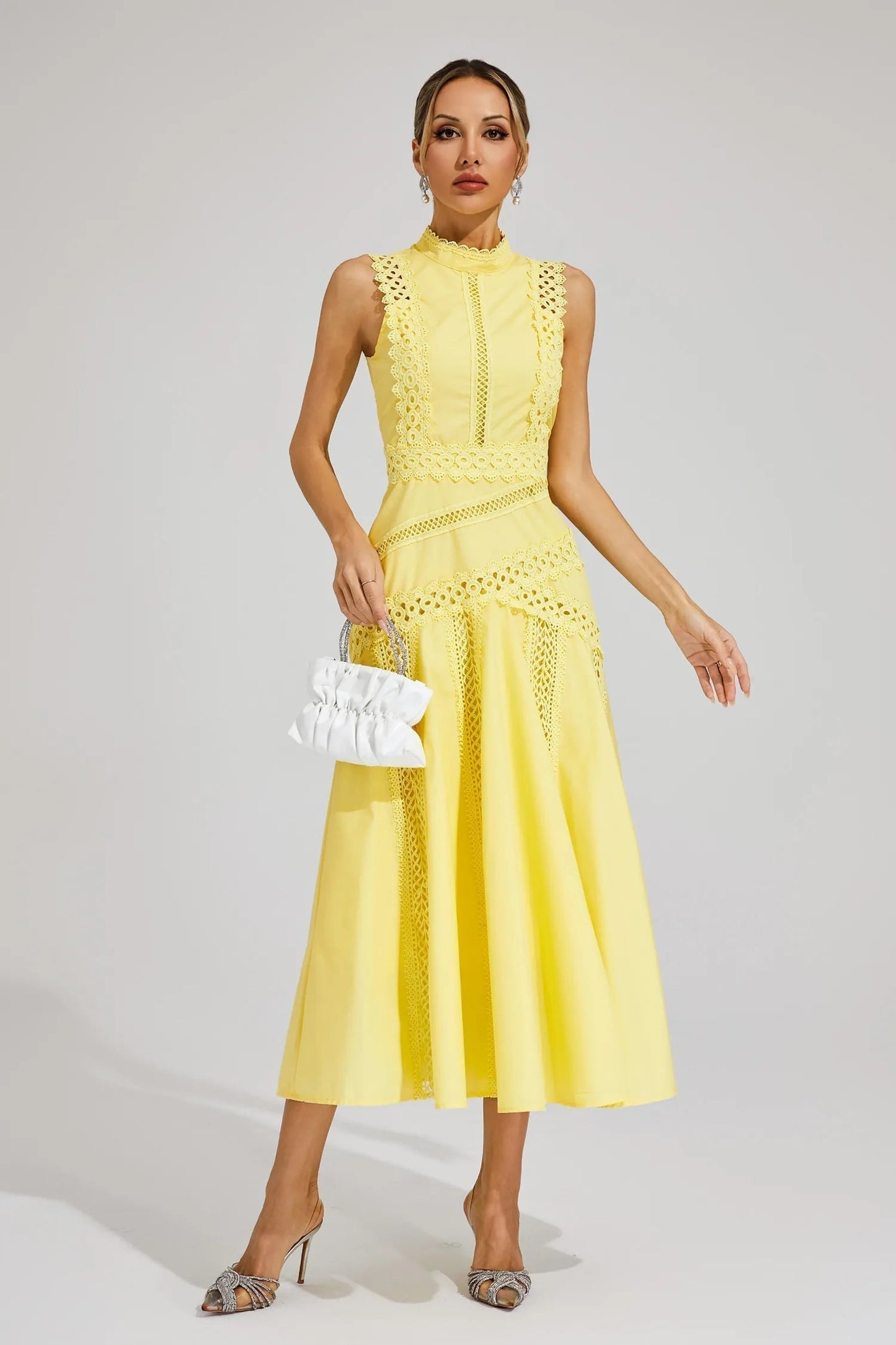 Caterina | Women's Sleeveless Lace Midi Wedding Guest Dress