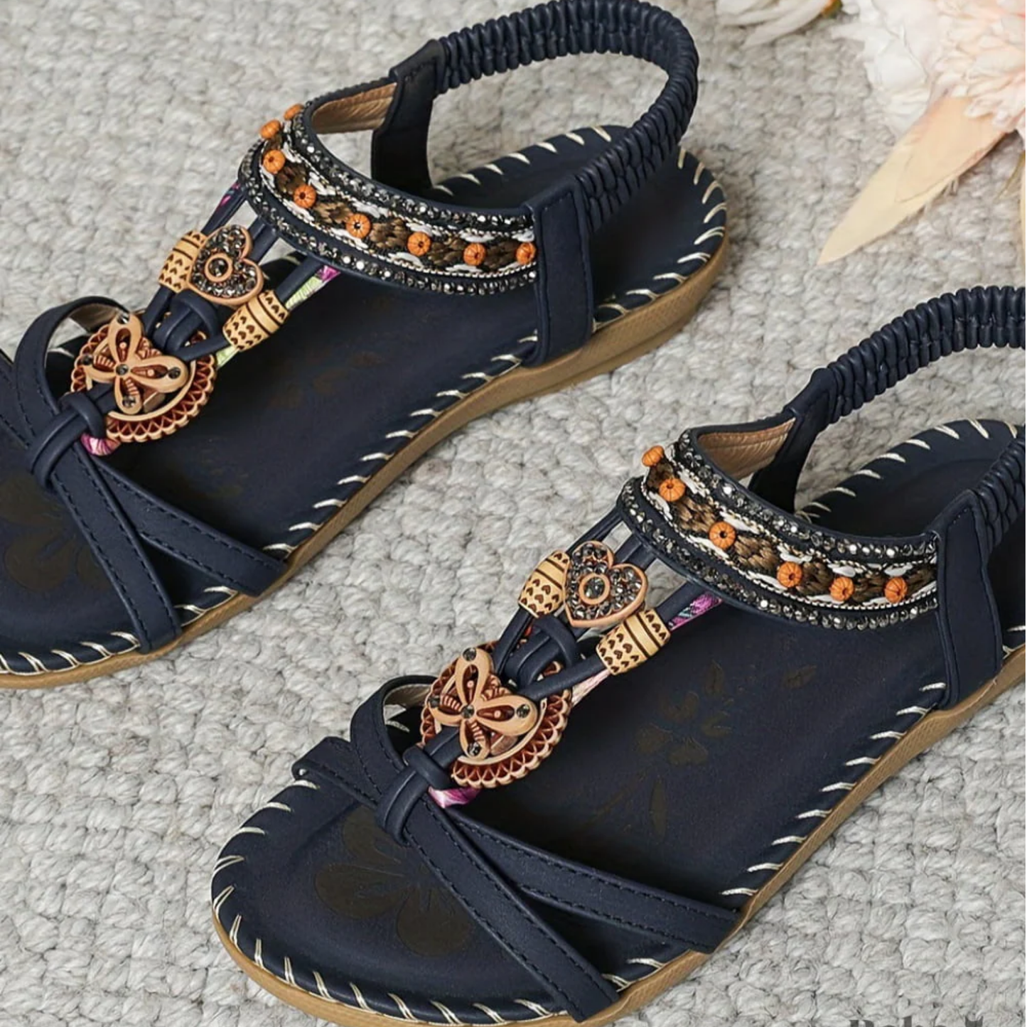 Lydia | Women’s Boho Orthopedic Beaded Ankle Strap Sandals