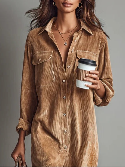 Phoebe | Button Front Long Sleeve Midi Dress