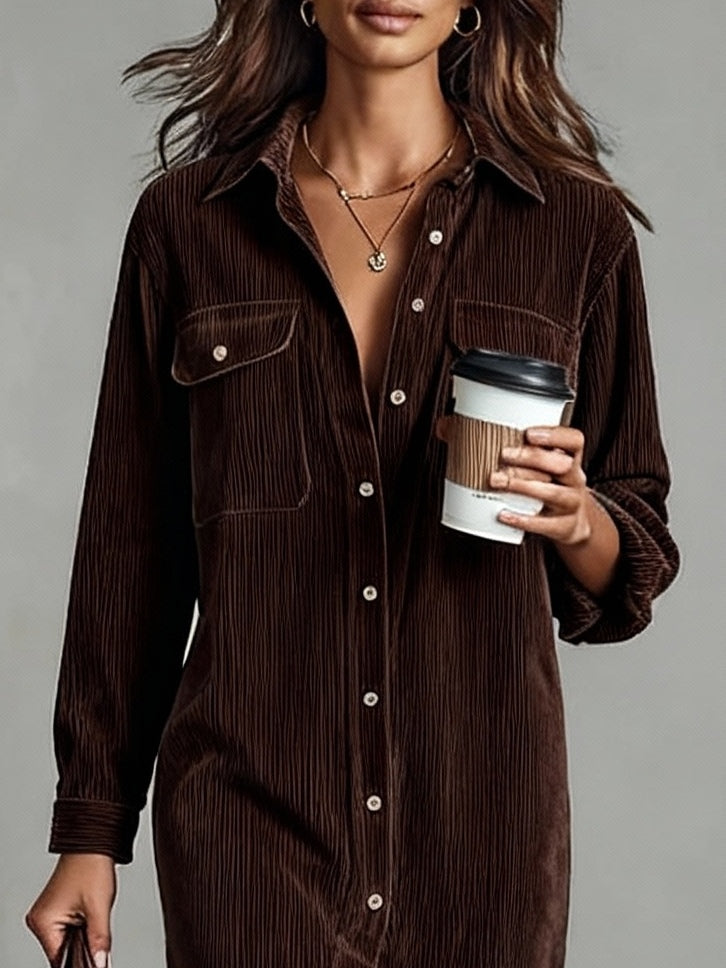 Phoebe | Button Front Long Sleeve Midi Dress