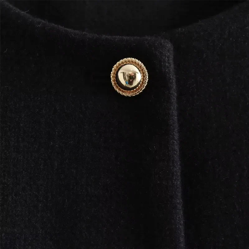 Zoya | Khaki Black Cropped Button Front Bomber Jacket