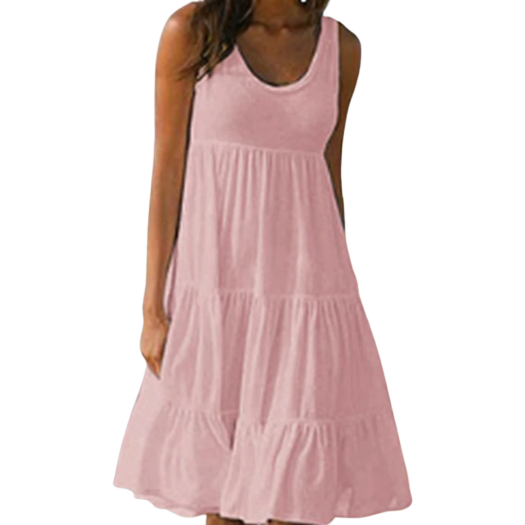 Emma | Sleeveless Boho Beach Tiered Midi Dress
