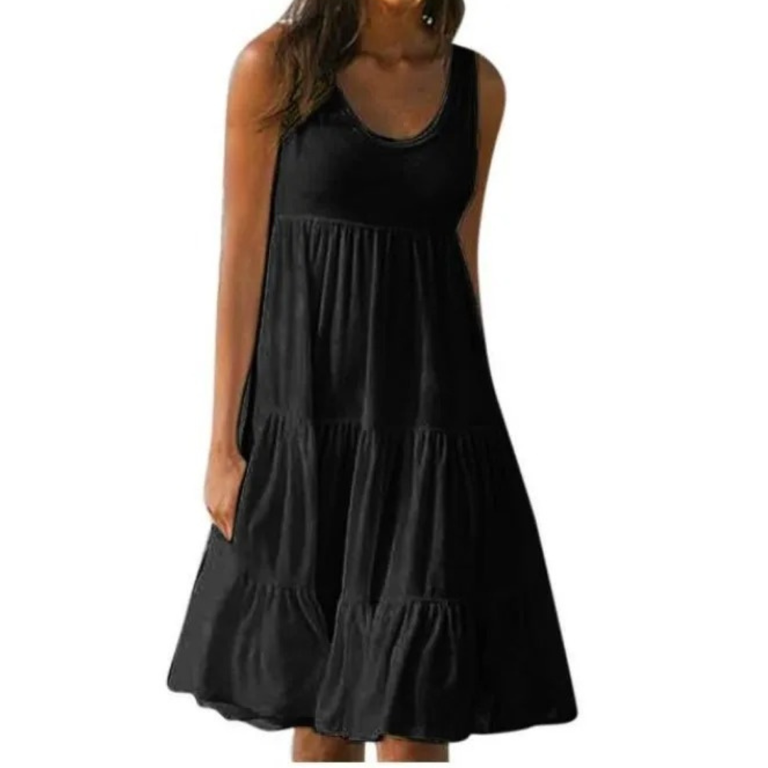 Lois | Women's Sleeveless Tiered Midi Dress Boho Summer