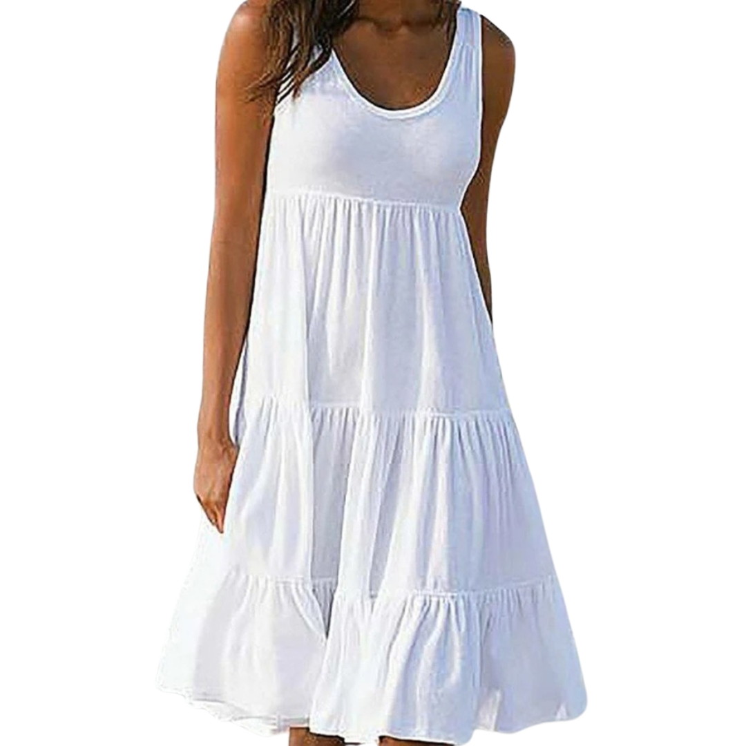 Emma | Sleeveless Boho Beach Tiered Midi Dress