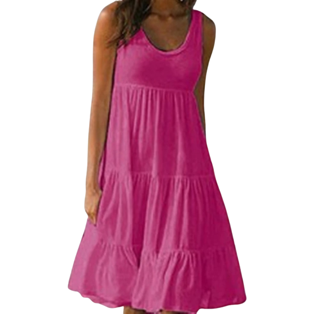 Emma | Sleeveless Boho Beach Tiered Midi Dress