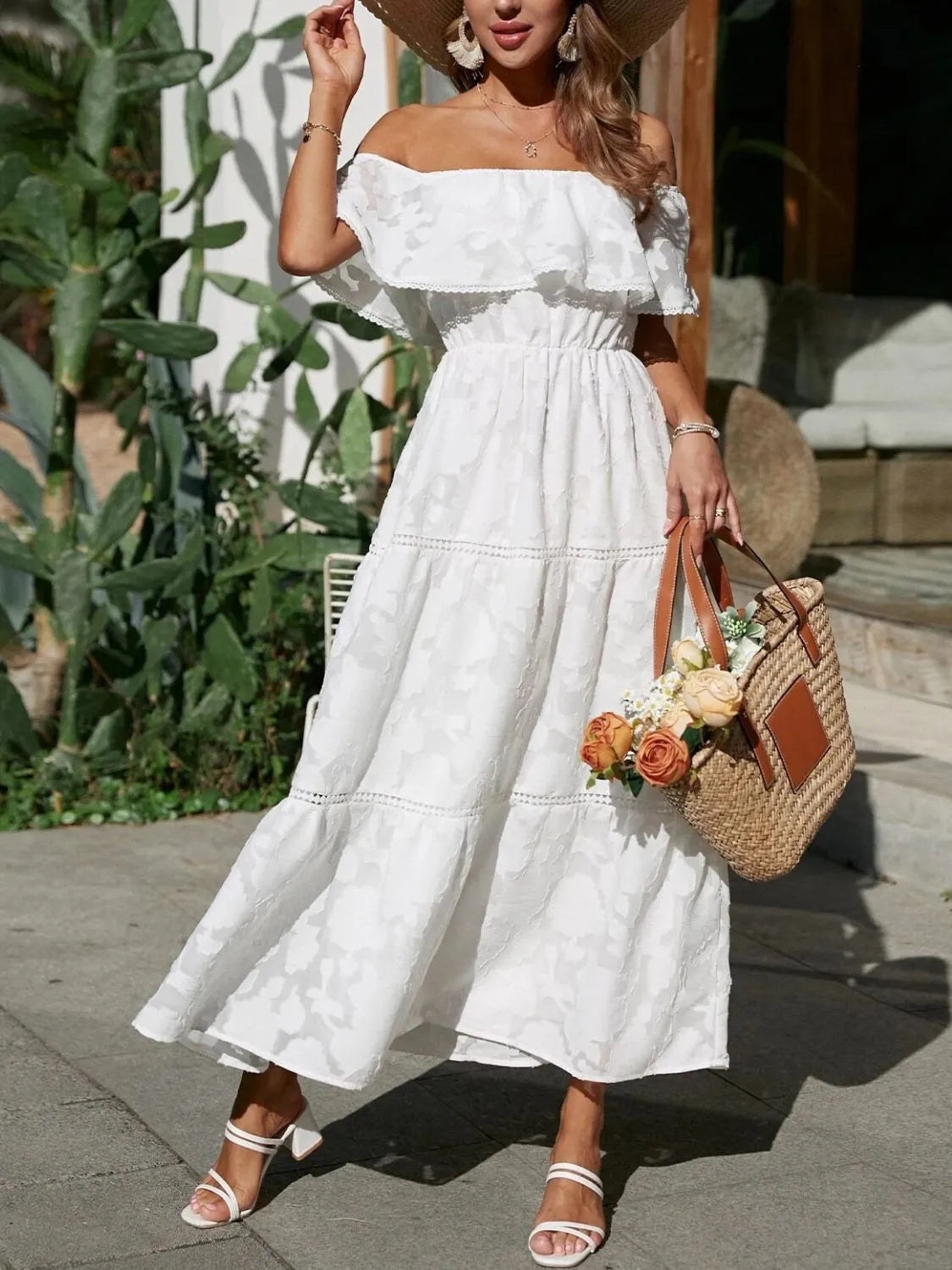 Gloria | Off Shoulder Tiered Maxi Wedding Guest Dress