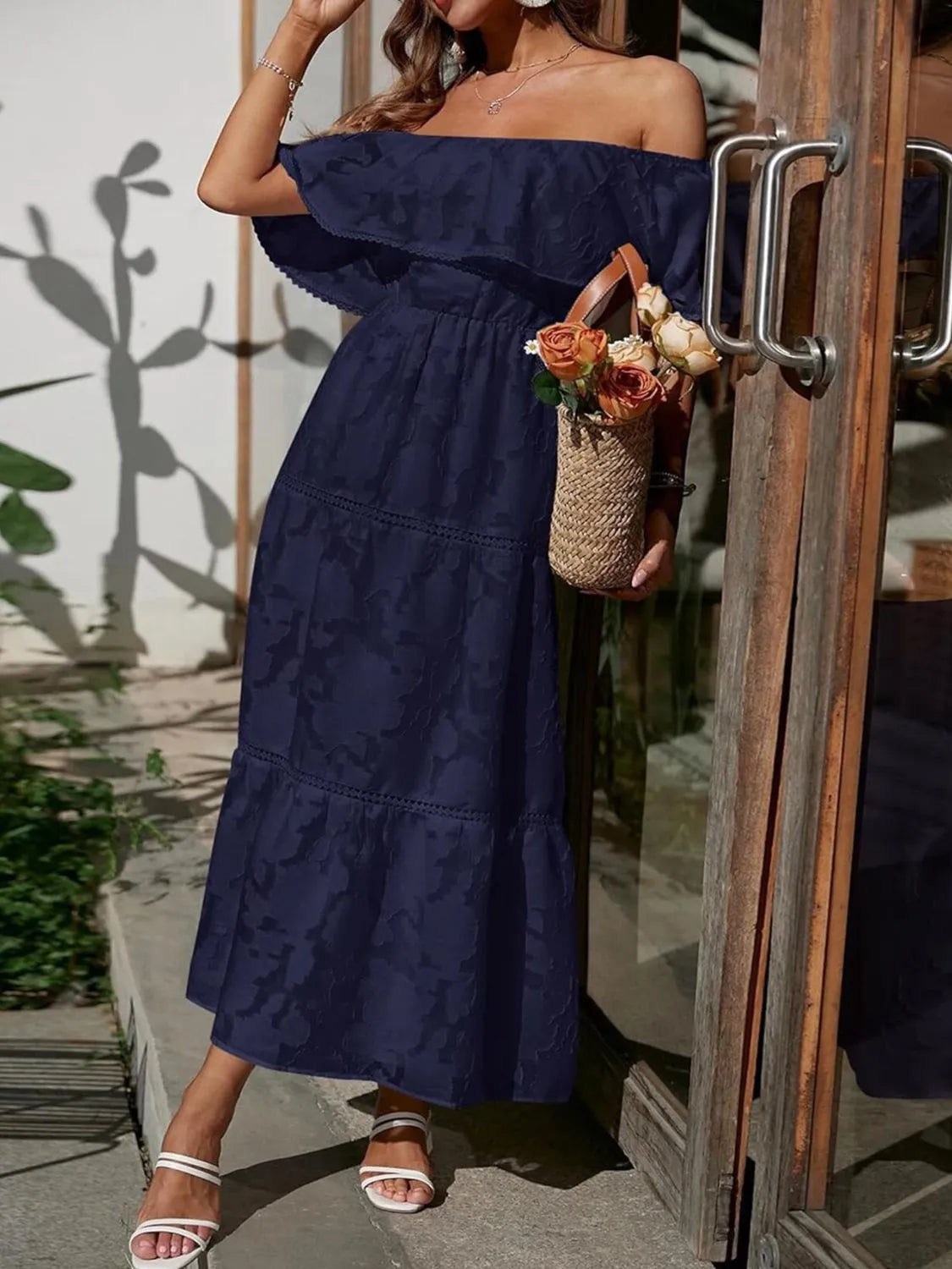 Gloria | Off Shoulder Tiered Maxi Wedding Guest Dress