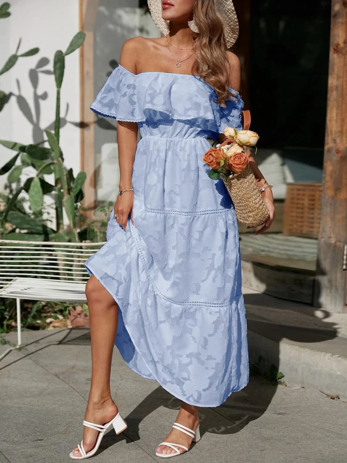 Gloria | Off Shoulder Tiered Maxi Wedding Guest Dress