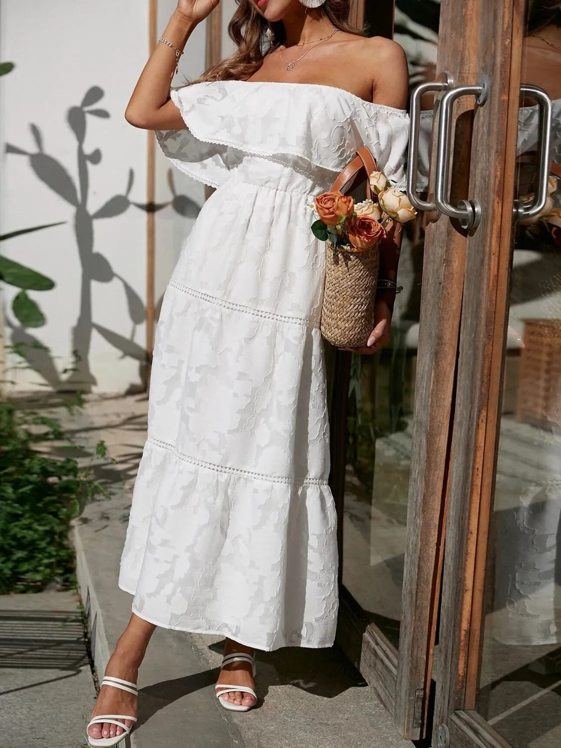 Gloria | Off Shoulder Tiered Maxi Wedding Guest Dress