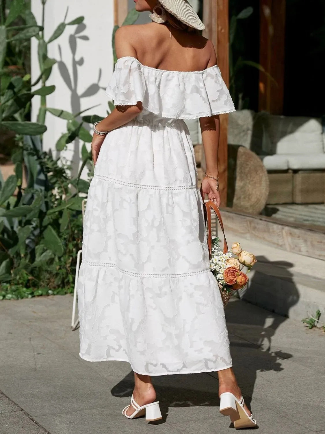 Gloria | Off Shoulder Tiered Maxi Wedding Guest Dress