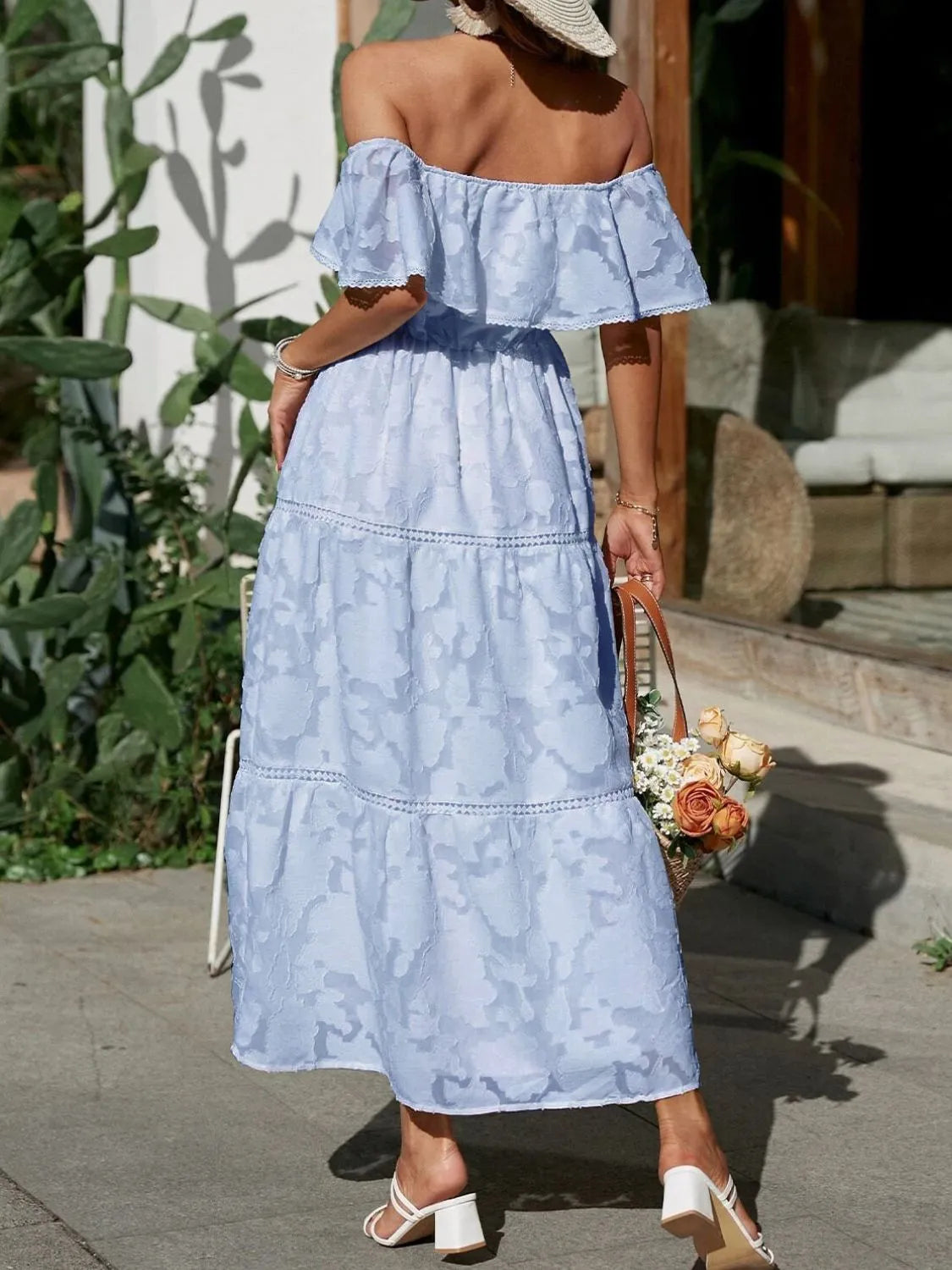 Gloria | Off Shoulder Tiered Maxi Wedding Guest Dress