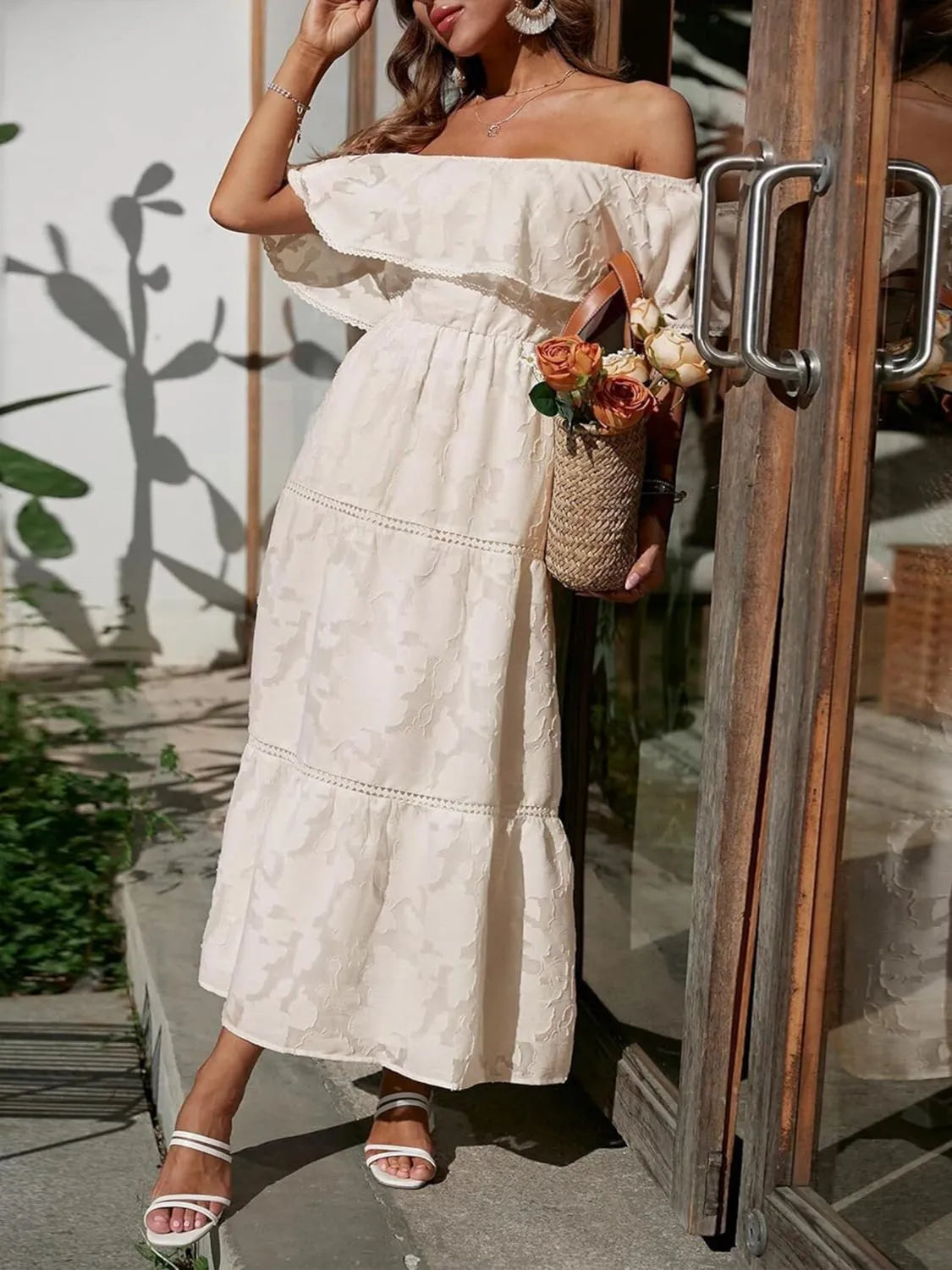 Gloria | Off Shoulder Tiered Maxi Wedding Guest Dress