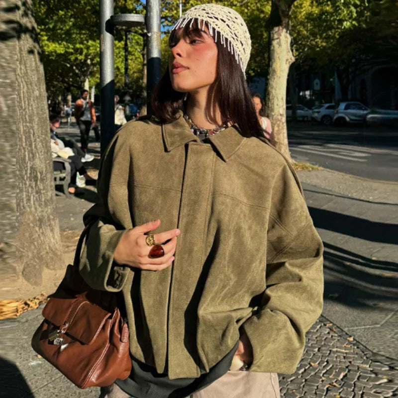 Azra | Women's Cropped Zip Up Bomber Jacket