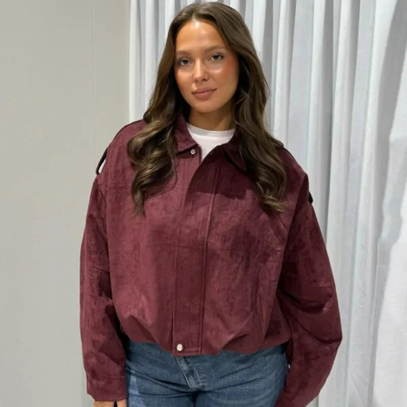Azra | Women's Cropped Zip Up Bomber Jacket