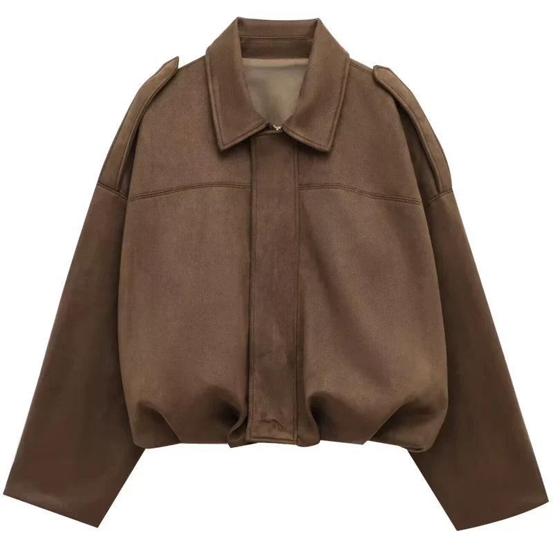 Azra | Women's Cropped Zip Up Bomber Jacket