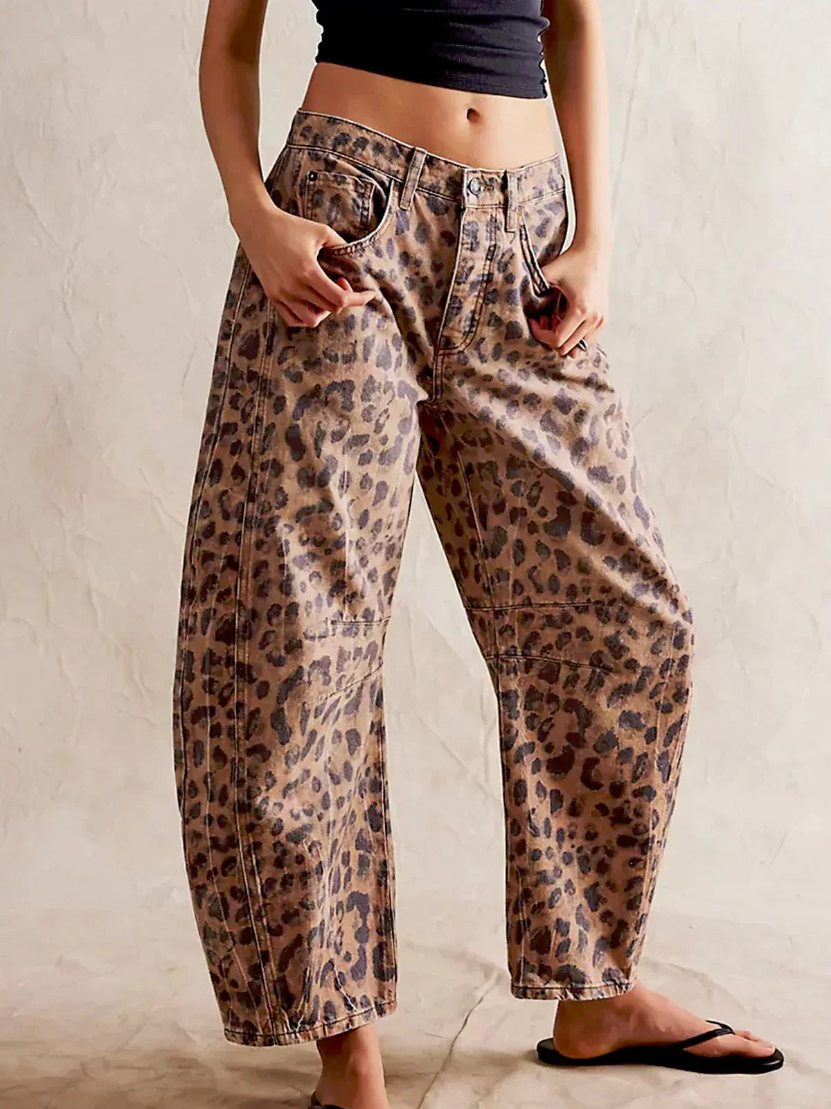 Mabel | Women’s Wide Leg Leopard Print Jeans