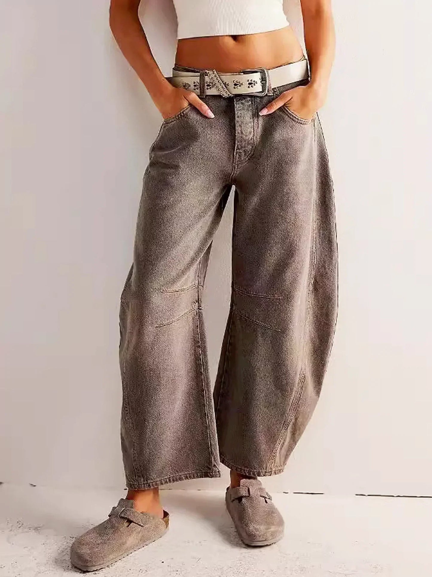 Mabel | Women’s Wide Leg Leopard Print Jeans