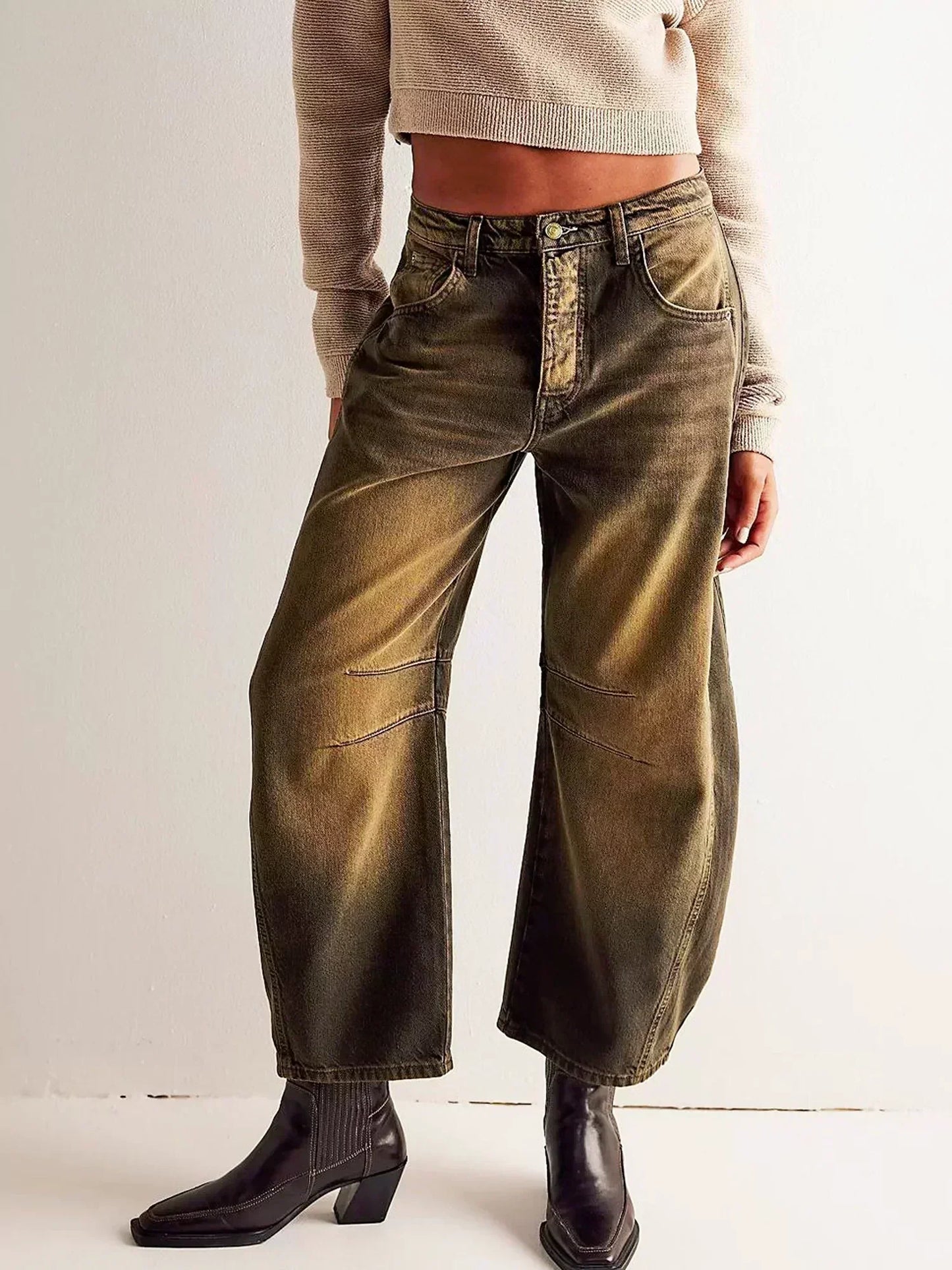Mabel | Women’s Wide Leg Leopard Print Jeans