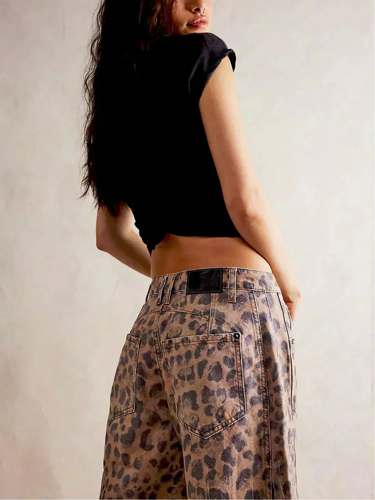 Mabel | Women’s Wide Leg Leopard Print Jeans