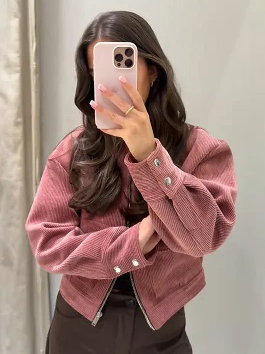 Adrian | Women's Cropped Zip Up Bomber Jacket